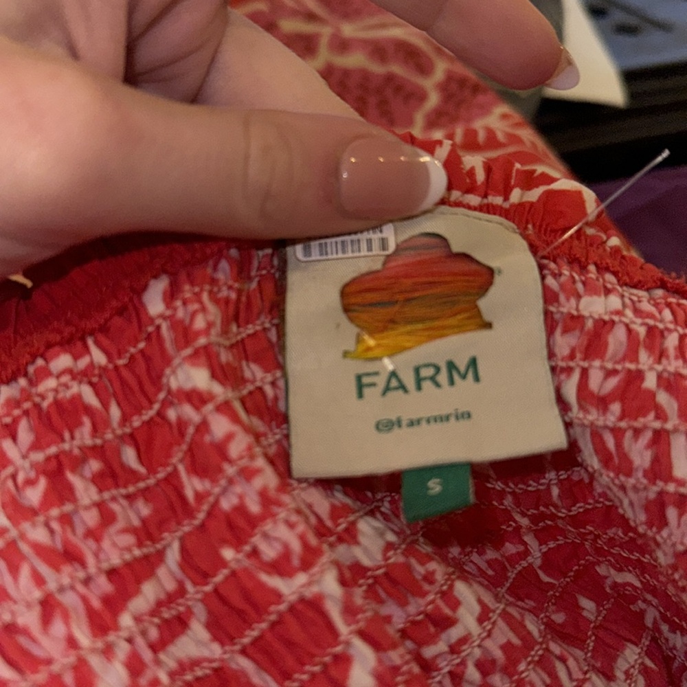 FARM Rio Mini Dress Red Summer Sunrise Organic Cotton 🩷🤍❤️ SIZE SMALL S ☀️ - Picture 10 of 10